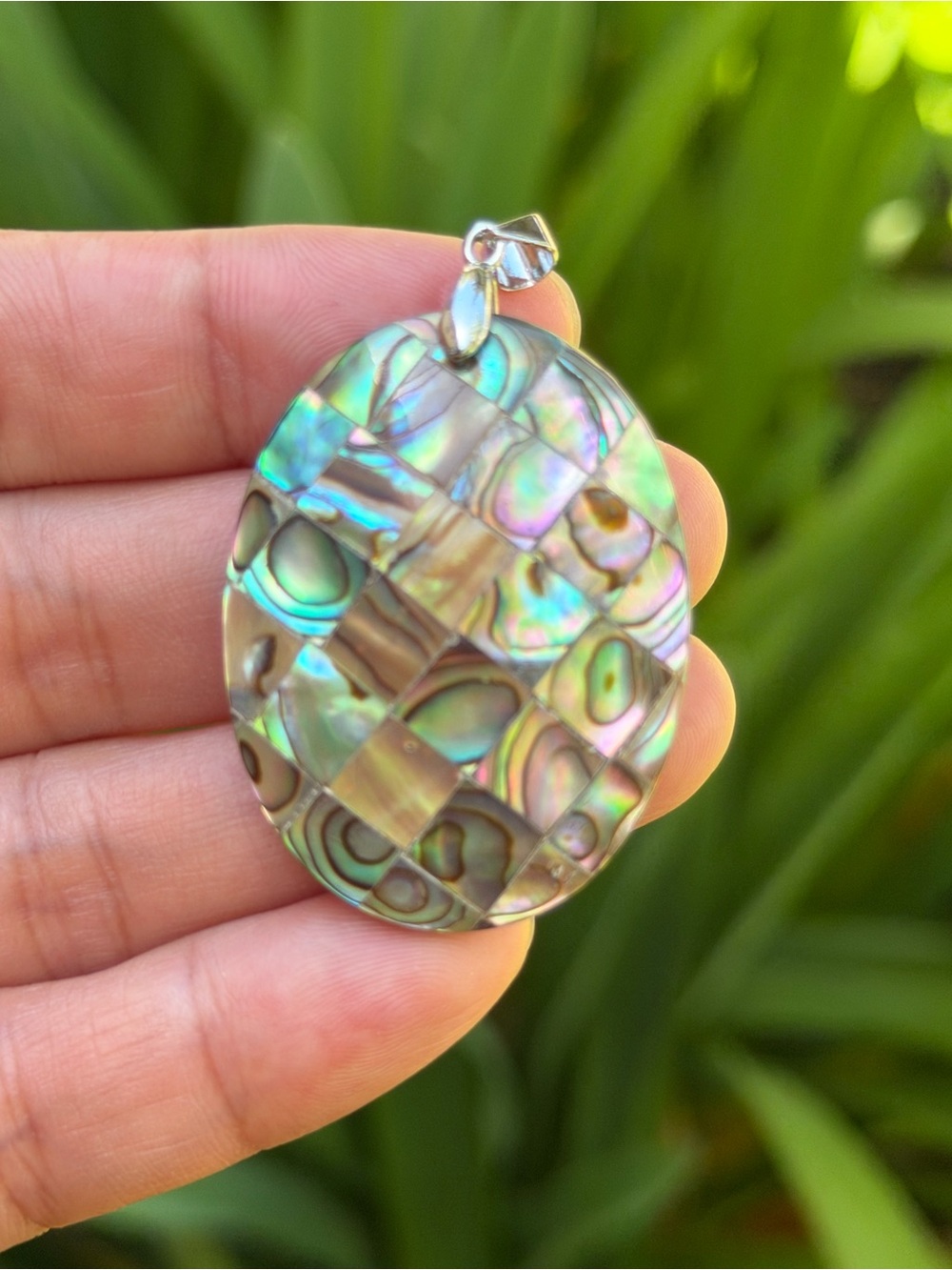 925 silver plated abalone shell pendant 2128